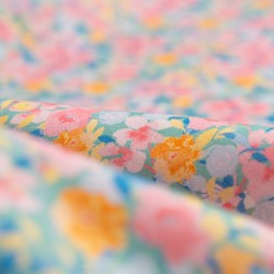 Tela de popelin azaleas de colores detalle