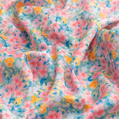 Tela de popelin azaleas de colores textura