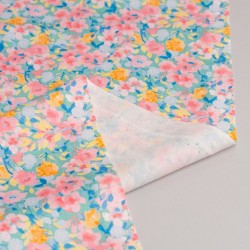 Tela de popelin azaleas de colores revés