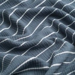 Tela muselina de rayas textura azul ceniza oscuro