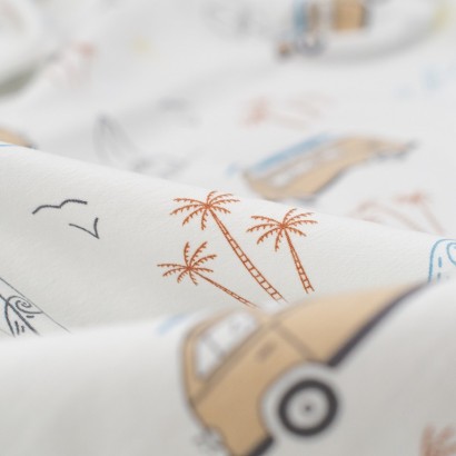 Tela de punto camiseta furgoneta detalle