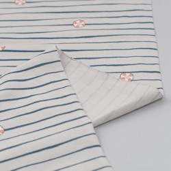 Tela de punto camiseta rayas y boyas revés