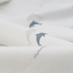 Tela de punto camiseta rayas y boyas detalle