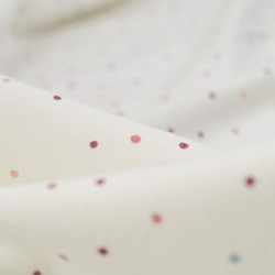 Tela de punto camiseta topos de colores detalle