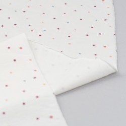 Tela de punto camiseta topos de colores revés
