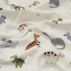 Tela de punto camiseta dinosaurios textura