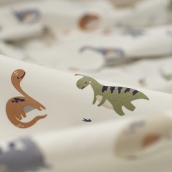 Tela de punto camiseta dinosaurios detalle