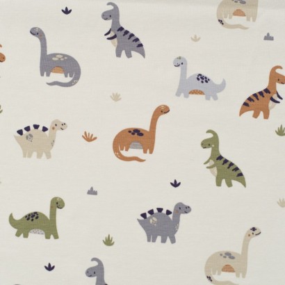 Tela de punto camiseta dinosaurios lisa