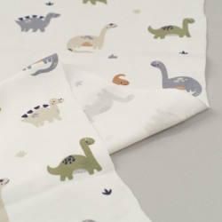 Tela de punto camiseta dinosaurios revés