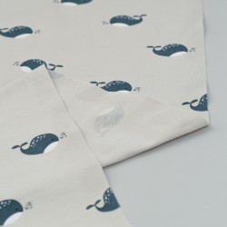 Tela de punto camiseta ballenas revés