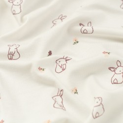 Tela de punto camiseta conejitos textura