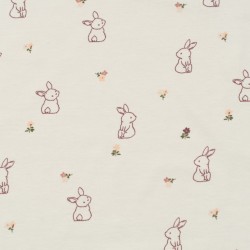Tela de punto camiseta conejitos lisa