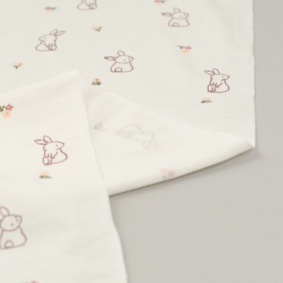 Tela de punto camiseta conejitos revés