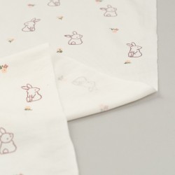 Tela de punto camiseta conejitos revés