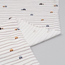 Tela de punto camiseta coches y rayas revés