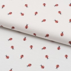 Tela de punto camiseta mariquitas lomo