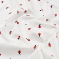 Tela de punto camiseta mariquitas textura