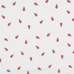 Tela de punto camiseta mariquitas lisa