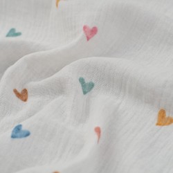 Tela de muselinas corazones de colores textura