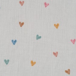 Tela de muselinas corazones de colores lisa