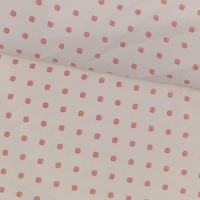 Tela de pana blanca con rombo rojo tubo Tela de pana blanca con rombo rojo tubo