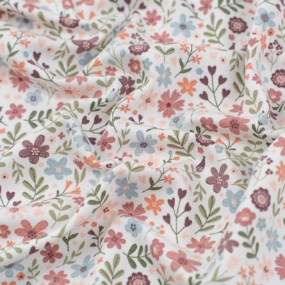 Tela de punto camiseta flores del campo textura