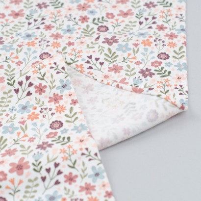 Tela de punto camiseta flores del campo revés