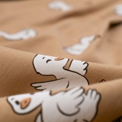 Tela de punto sudadera patos detalle