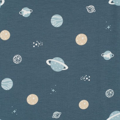 Tela de punto camiseta planetas lisa