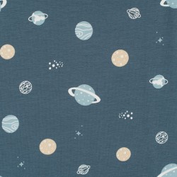 Tela de punto camiseta planetas lisa