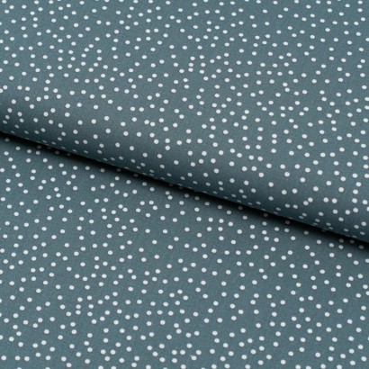 Tela de algodón lluvia de topos lomo azul ceniza oscuro