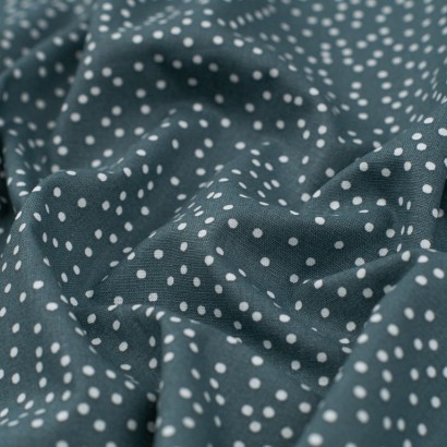 Tela de algodón lluvia de topos textura azul ceniza oscuro