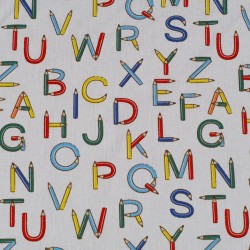 Tela de popelín letras de lápices lisa