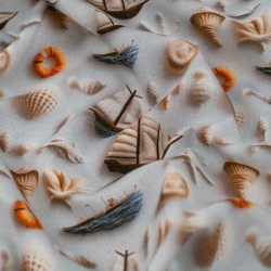 Tela ded popelín barcos en relieve textura