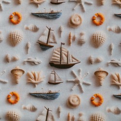 Tela ded popelín barcos en relieve lisa