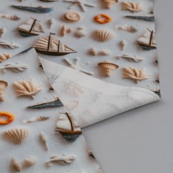 Tela ded popelín barcos en relieve revés