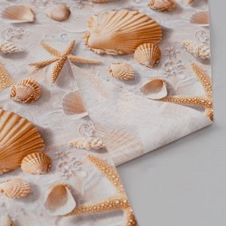 Tela ded popelín conchas en relieve revés