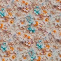 Tela de popelín flores en relieve lisa