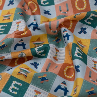 Tela de popelín aulatex letras textura