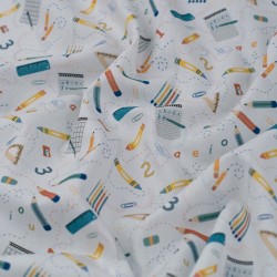 Tela de popelín aulatex lapiz y regla textura