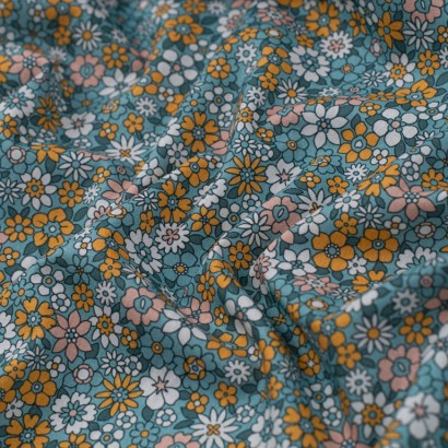 Tela de algodón flores marena textura