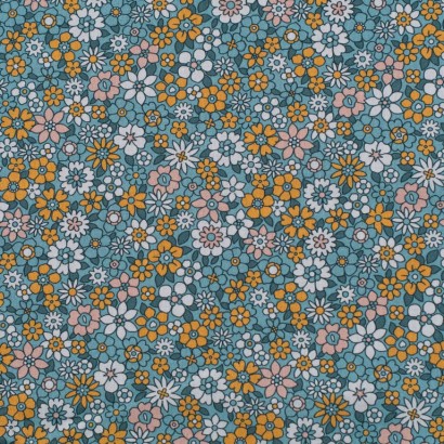 Tela de algodón flores marena lisa