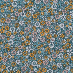 Tela de algodón flores marena lisa