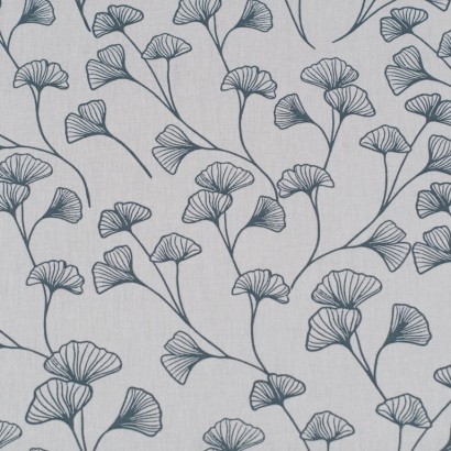 Tela de algodón hojas de ginko lisa azul ceniza 