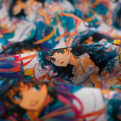 Tela de popelín rostros manga detalle