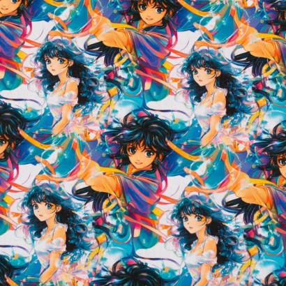 Tela de popelín rostros manga lisa
