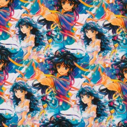 Tela de popelín rostros manga lisa