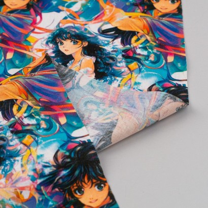 Tela de popelín rostros manga revés