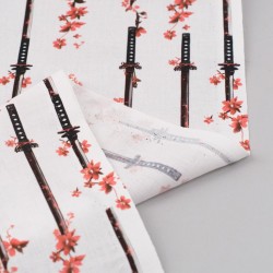 Tela de popelín flores orientales revés