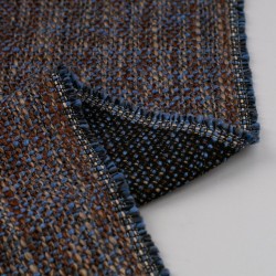 Tela de tweed jaspeada revés azul